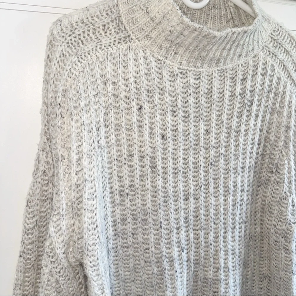 Anthropologie Pilcro Long Line Cable Tunic Sweater Ivory Small Wool/Linen Blend